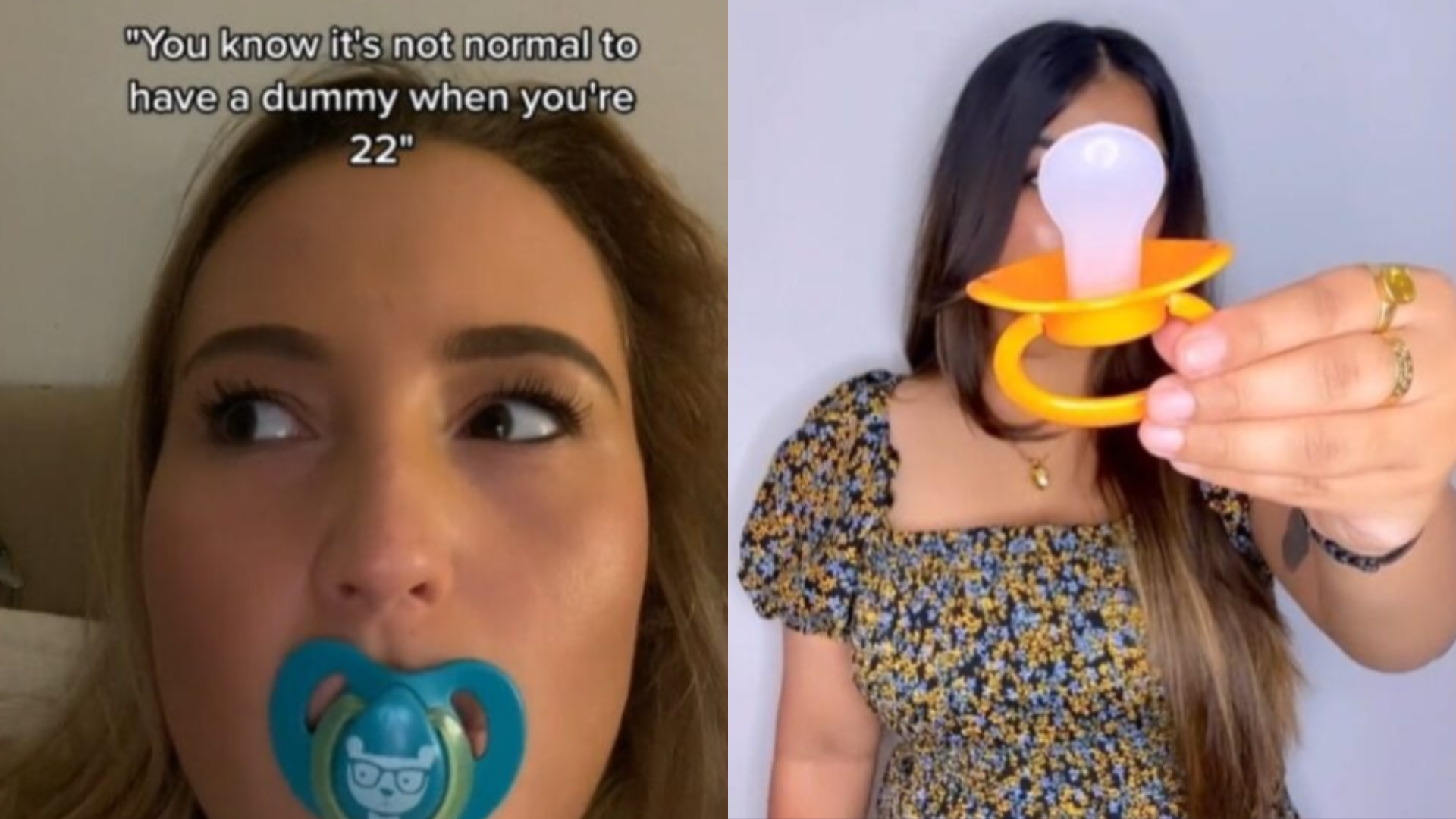 No TikTok, vídeos de adultos usando chupetas em situações de estresse têm viralizado. | Foto: Redes Sociais
