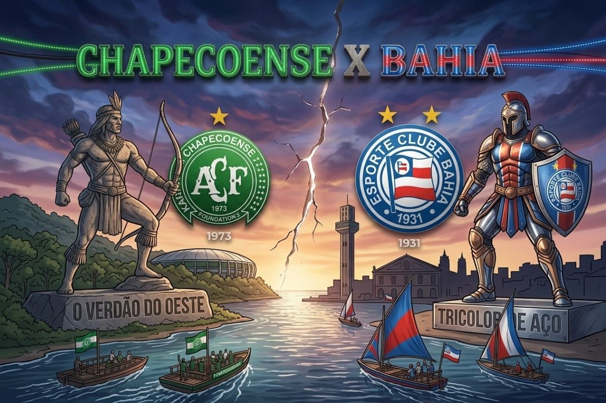 Chapecoense x Bahia: Veja onde assistir a partida da 23&ordf; rodada da S&eacute;rie A. Foto: Imagem gerada por IA
