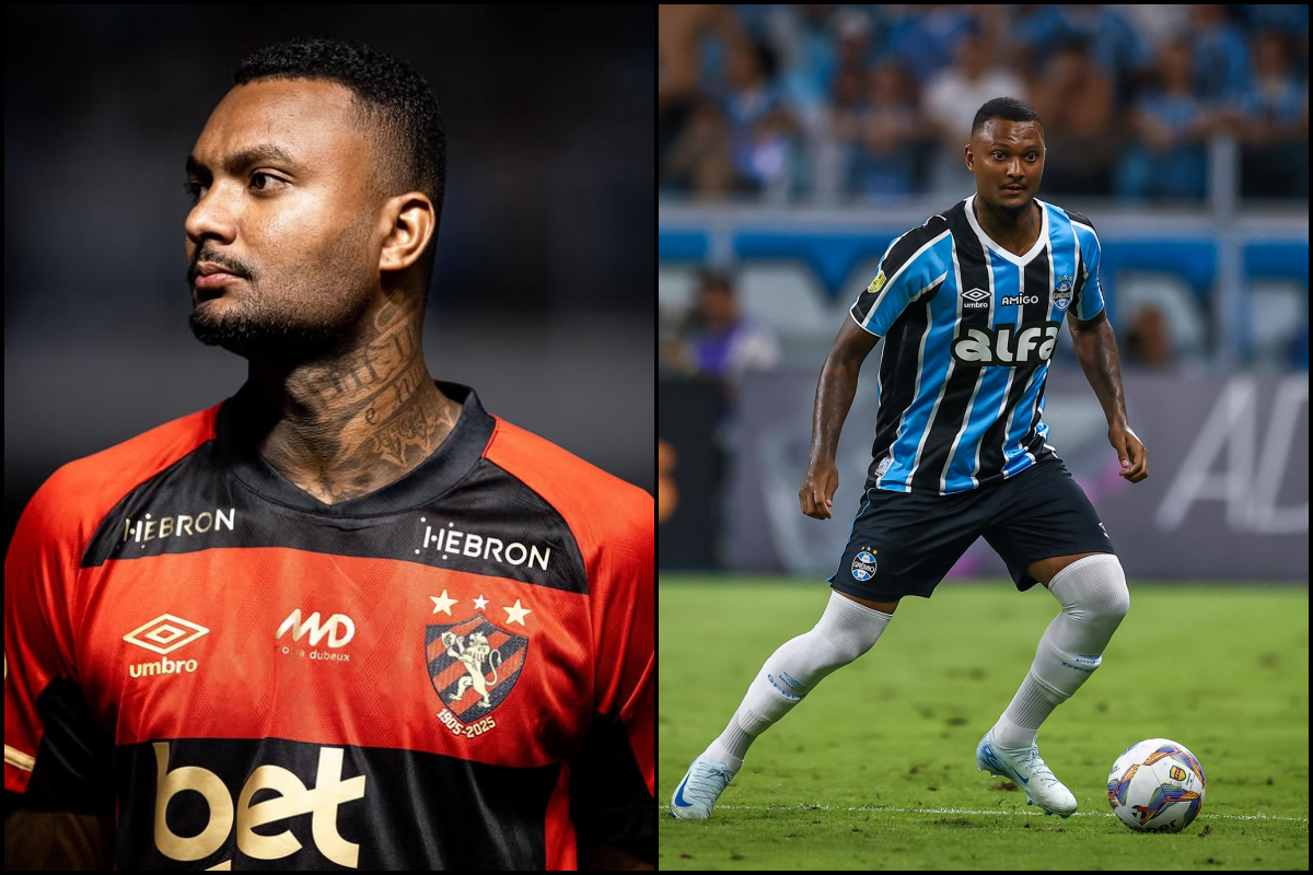 Luan Cândido, encaminhado com o Vitória, defendeu Sport e Grêmio em 2025. Foto: Sport e Grêmio