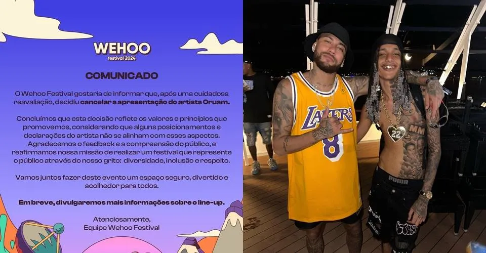 Festival cancela show de Oruam após treta envolvendo Luana Piovani e Neymar