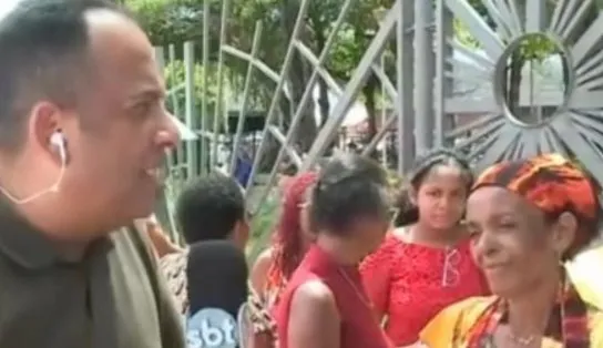 Senhora dá resposta inusitada ao repórter Jorge Araújo, da TV Aratu: 'confiança entrou no c*'; assista