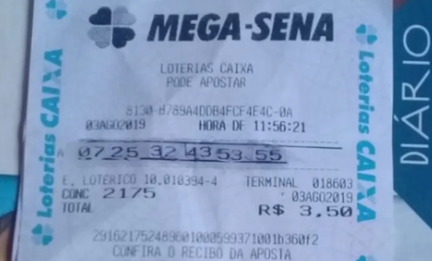  Jovem falsifica bilhete e tenta retirar prêmio da Mega-Sena em lotérica