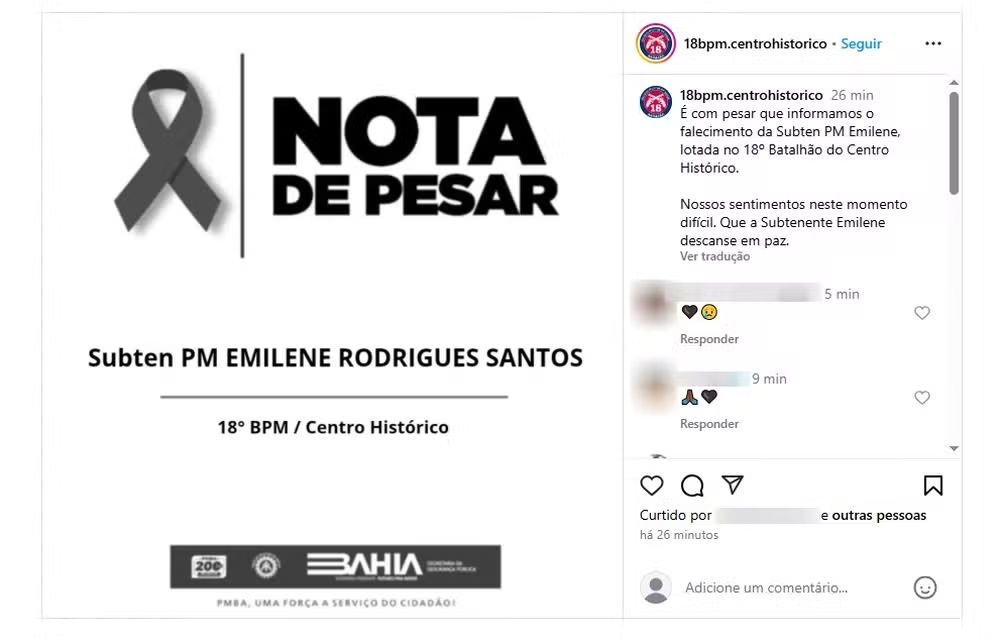 Batalhão da polícia confirma morte da subtenente | Foto: redes sociais