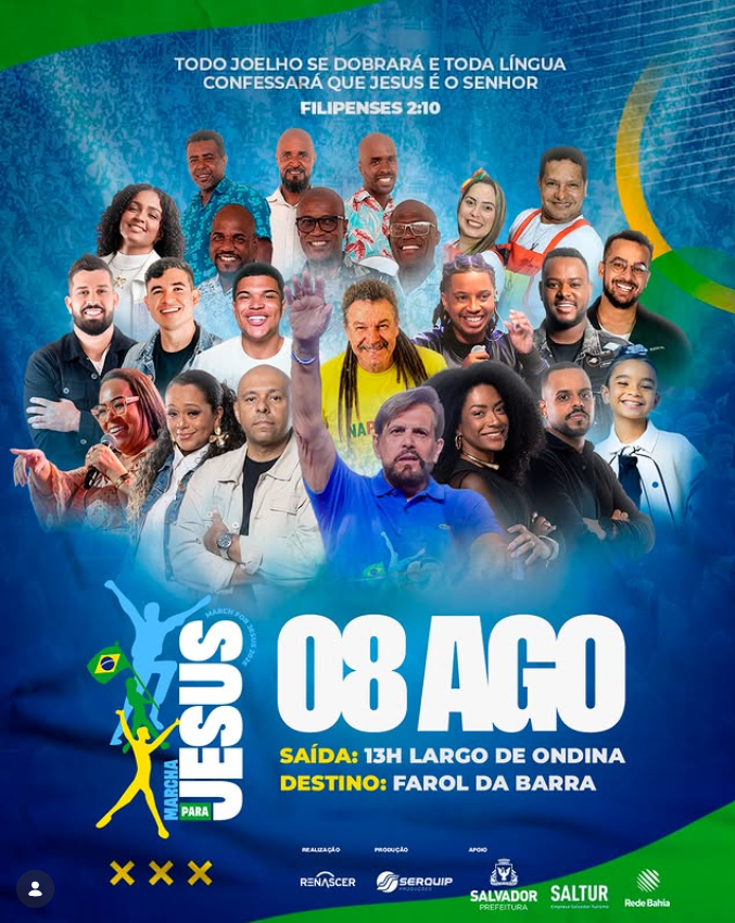 Marcha Para Jesus. Foto: Reprodu&ccedil;&atilde;o Redes Sociais 