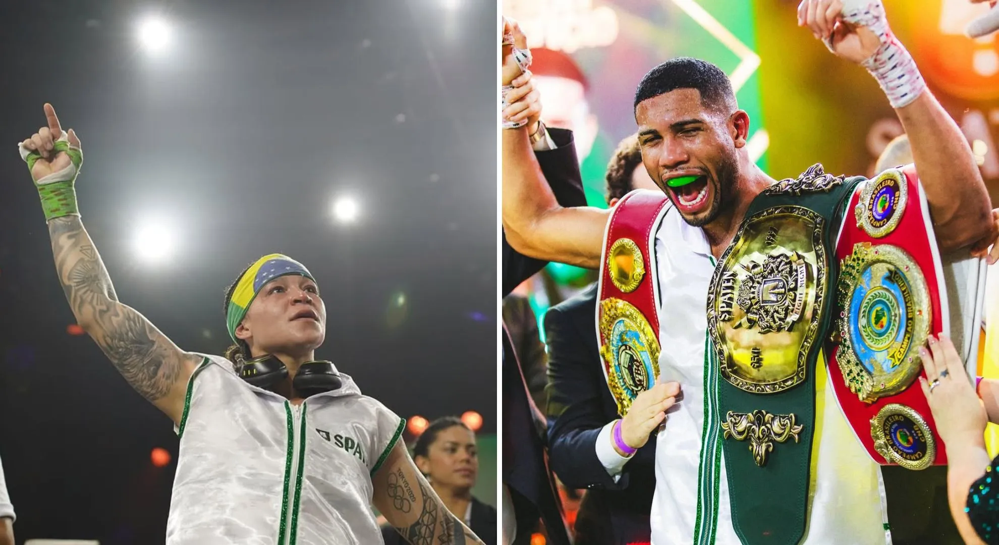 Bia Ferreira e Hebert Conceição conquistam títulos. Foto: Redes sociais | @beatrizferreira60kg | @hebertwilianboxe