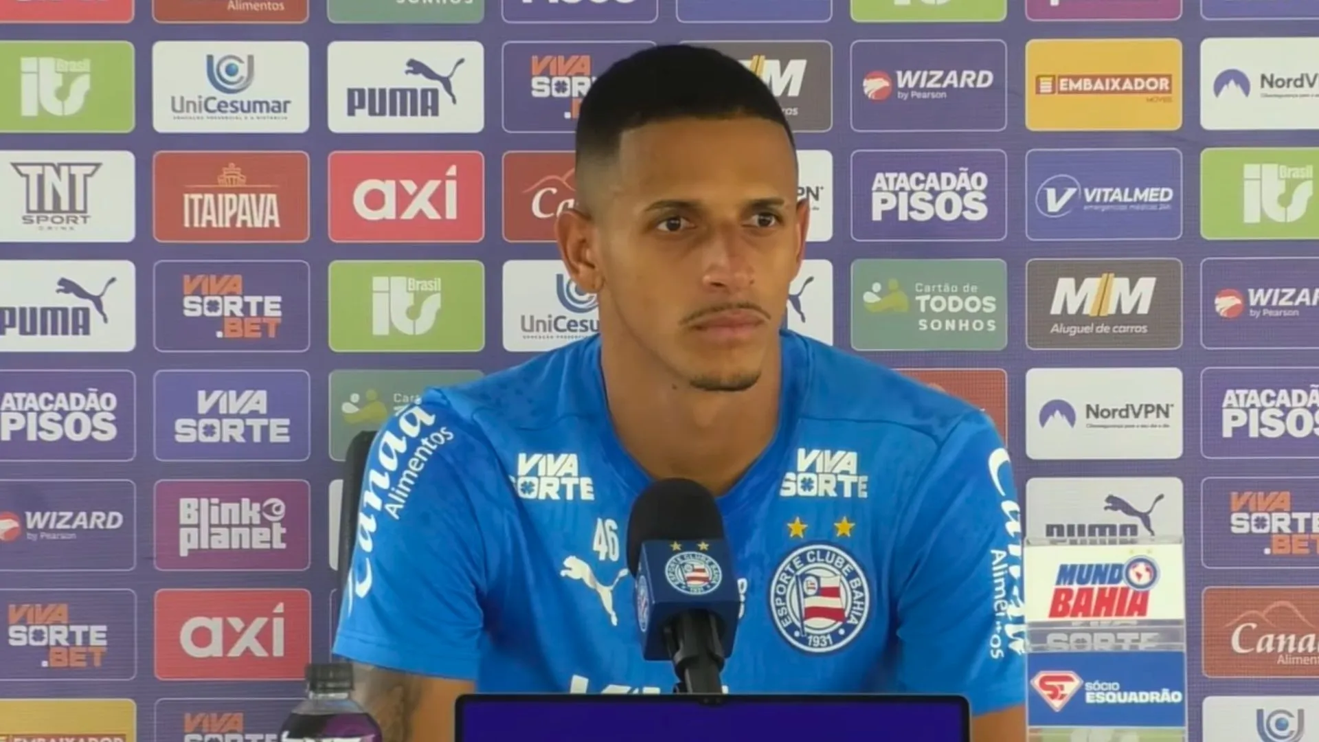 Luciano Juba, lateral do Bahia, falou sobre visita de Ancelotti a novo jogo do Bahia