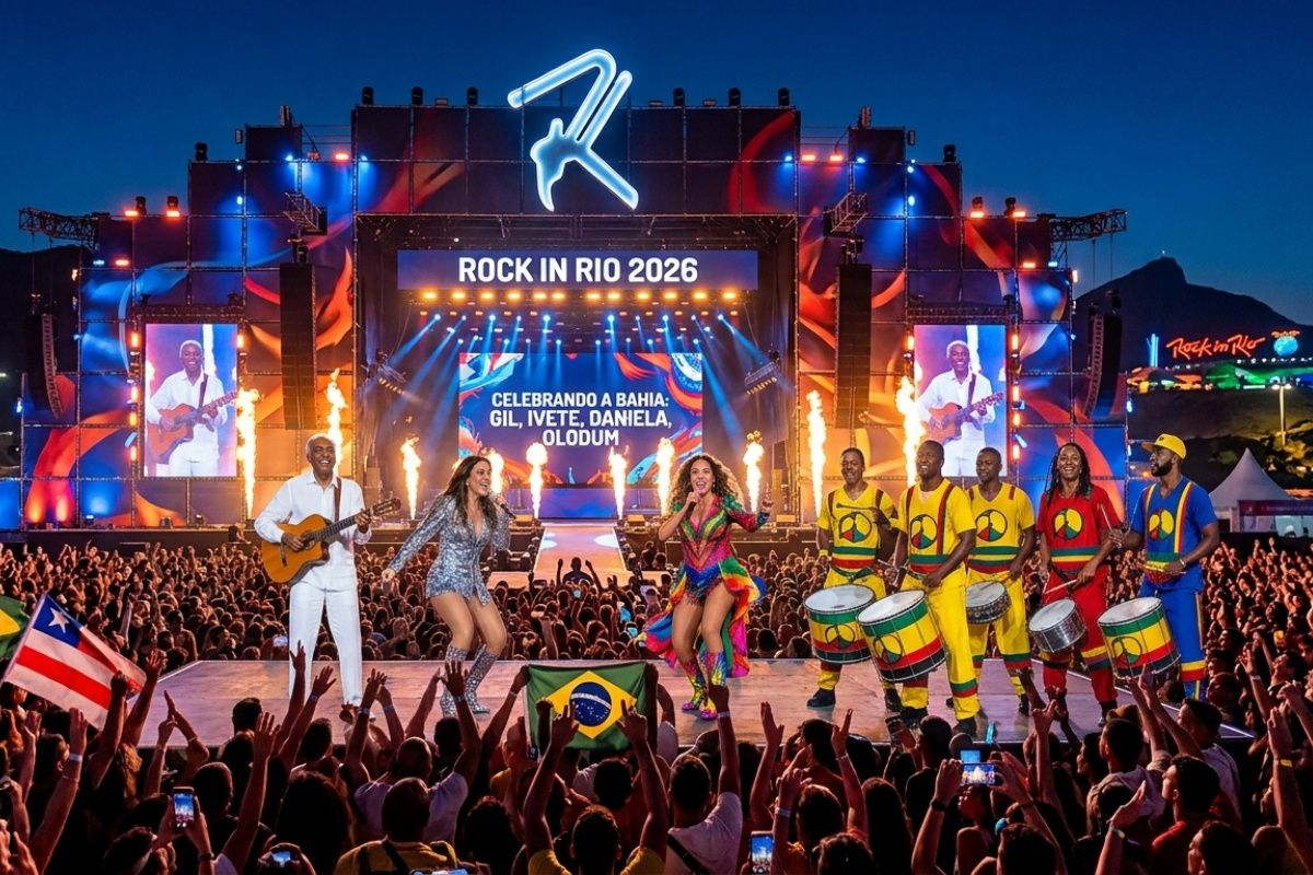 &lsquo;Rock in Bahia&rsquo;: Rock in Rio tem diversos artistas baianos em sua programa&ccedil;&atilde;o. Foto: Imagem gerada por IA