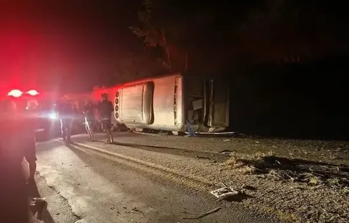 Acidente ônibus em Pernambuco aconteceu durante retorno de passageiros à Bahia. Foto: Reprodução