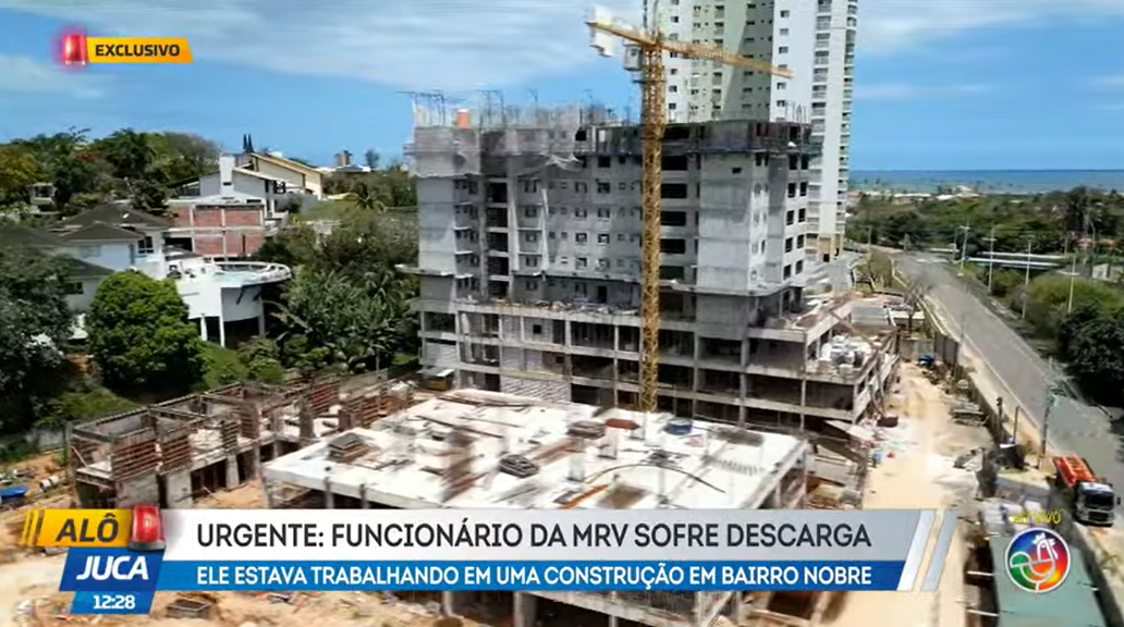 Funcionario Sofre Descarga Eletrica Em Obra Da Mrv Em Patamares. | Foto: TV Aratu  