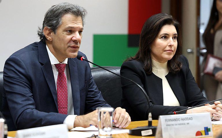 Ministros Fernando Haddad (Fazenda) e Simone Tebet (Planejamento). Foto: Valter Campanato/Agência Brasil