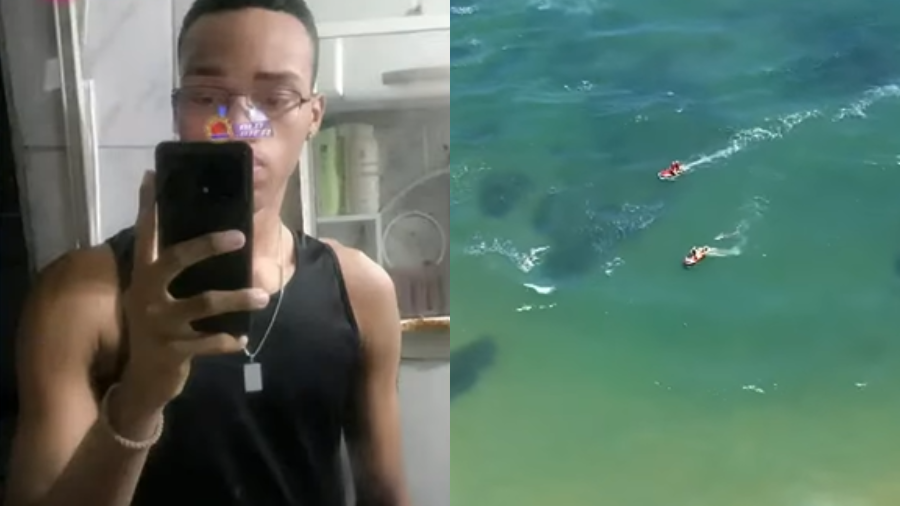Corpo de jovem desaparecido no mar é encontrado na Praia de Amaralina.Foto: TV Aratu