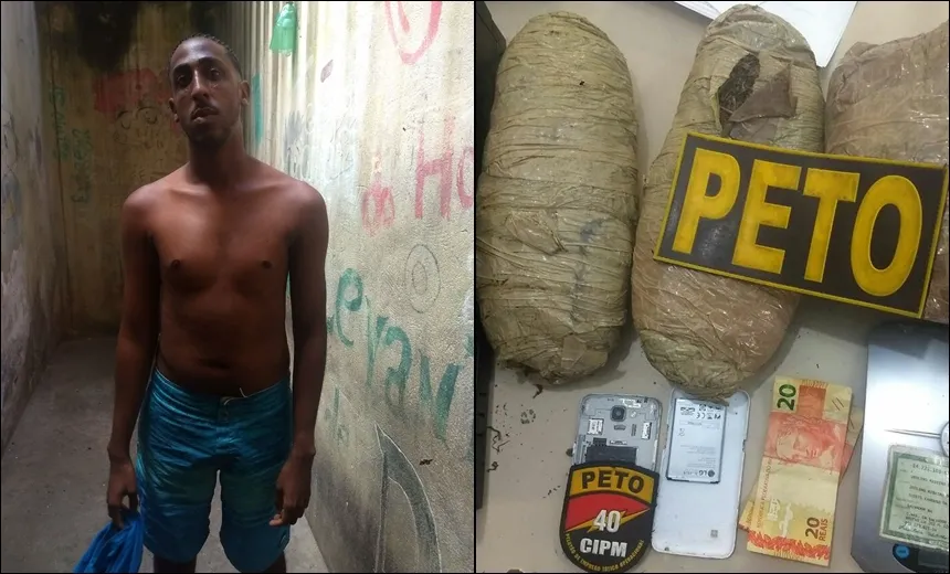 ‘CARA DE LAGOSTA’: Traficante é preso com 5 kg de maconha no Nordeste de Amaralina