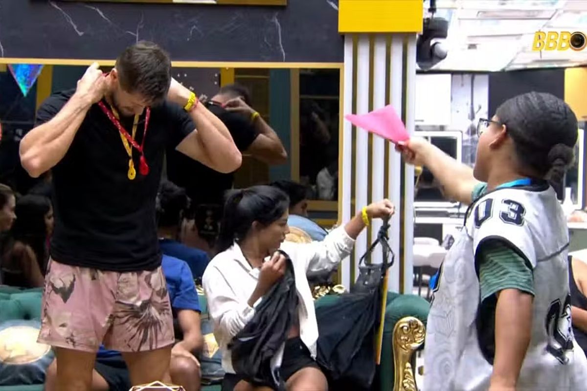 Na dinâmica realizada neste sábado, Milena venceu a prova do anjo e mandou Jonas, líder da semana, para o Monstro. Foto: BBB