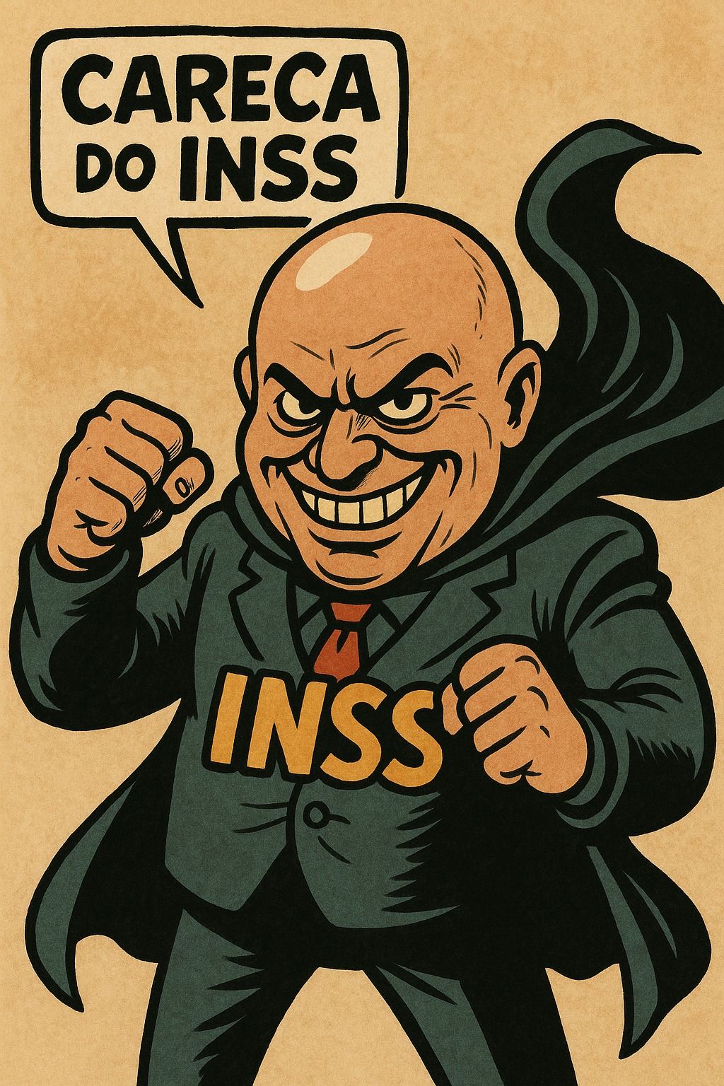 Careca Inss Vilao Qaudrinhos (imagem IA prompt Matheus Carvalho)