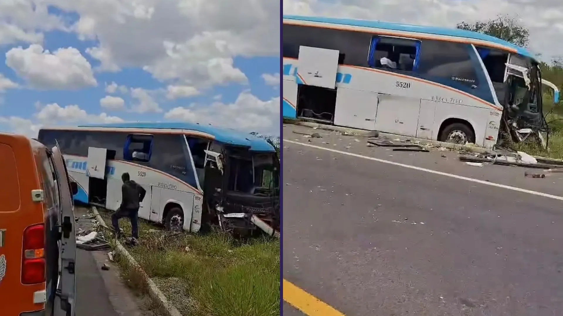 Imagem do ônibus envolvido na colisão 