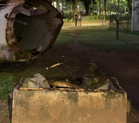 A caixa d&rsquo;&aacute;gua desabou na madrugada desta sexta (3), no campus de Ondina da UFBA.| Reprodu&ccedil;&atilde;o: Redes Sociais