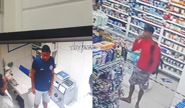 Câmeras de segurança flagram assalto a farmácia de Salvador; suspeitos estão foragidos