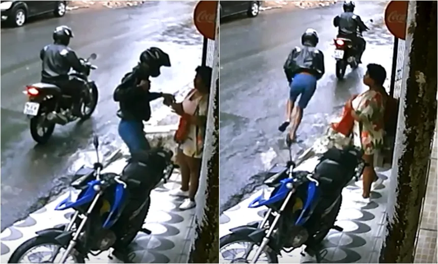 Vídeo registra momento em que mulher é assaltada em ponto de ônibus de Plataforma; assista