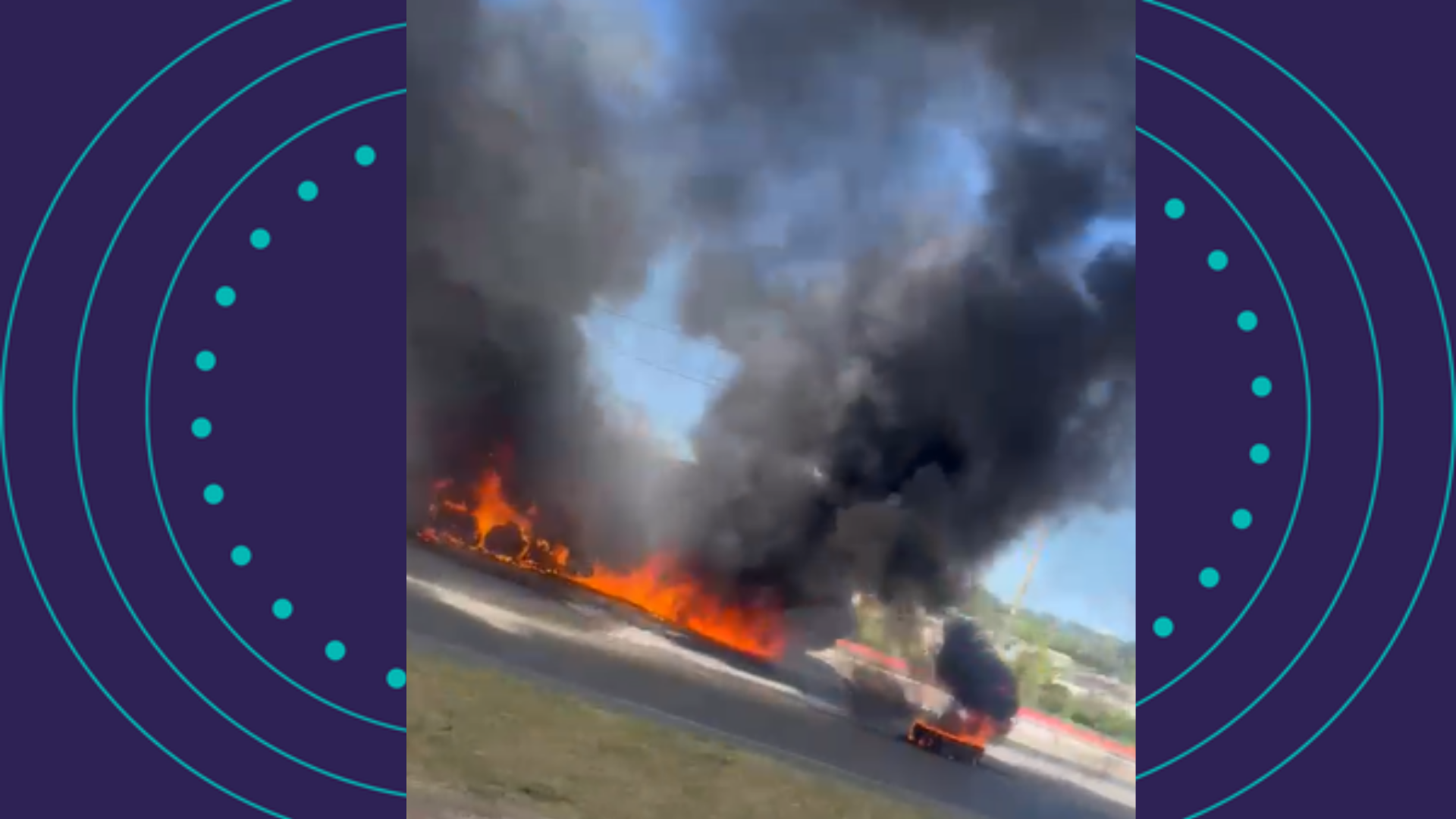 Uma carreta pegou fogo nesta ter&ccedil;a-feira (15) ap&oacute;s uma pequena explos&atilde;o na Avenida Orlando Gomes, em&nbsp; frente ao Condom&iacute;nio Solaris Resid&ecirc;ncias, no bairro de Piat&atilde;