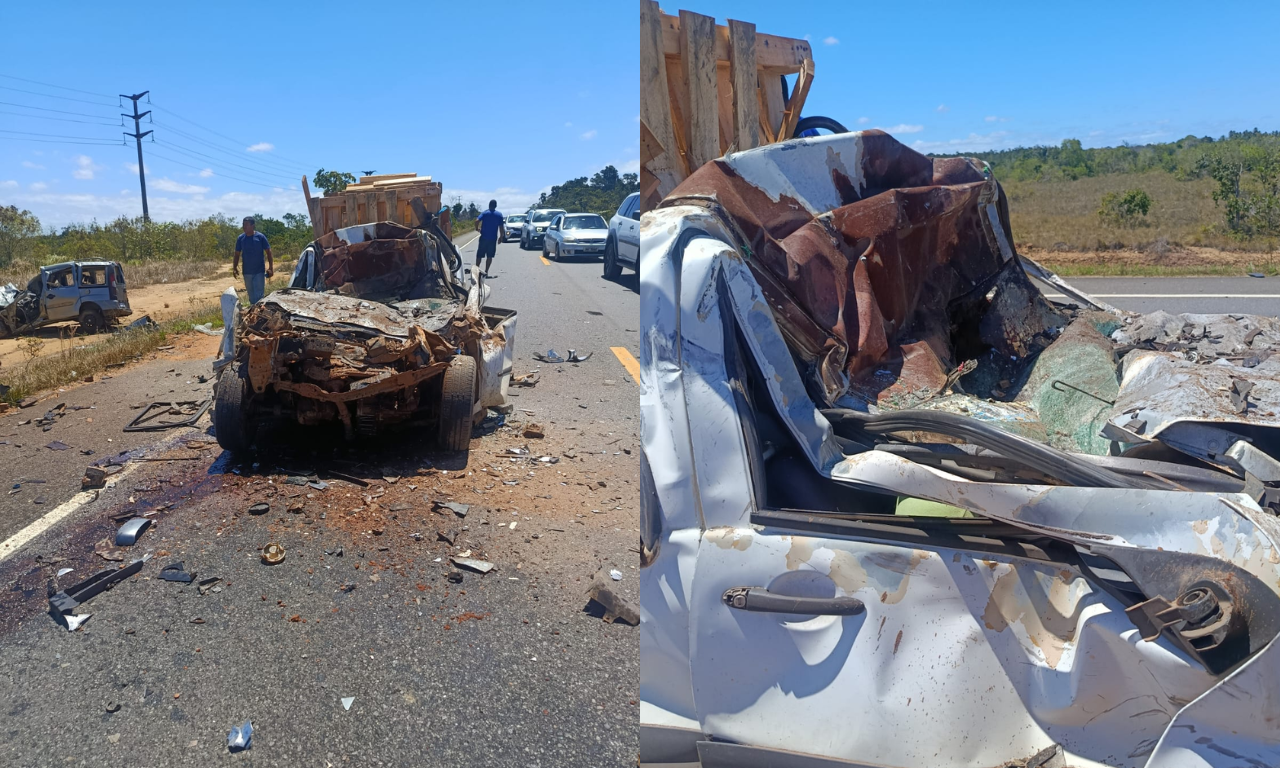 V&Iacute;DEO: colis&atilde;o entre minivan e caminhonete deixa homem morto em Cama&ccedil;ari. Foto: Leitor Aratu On