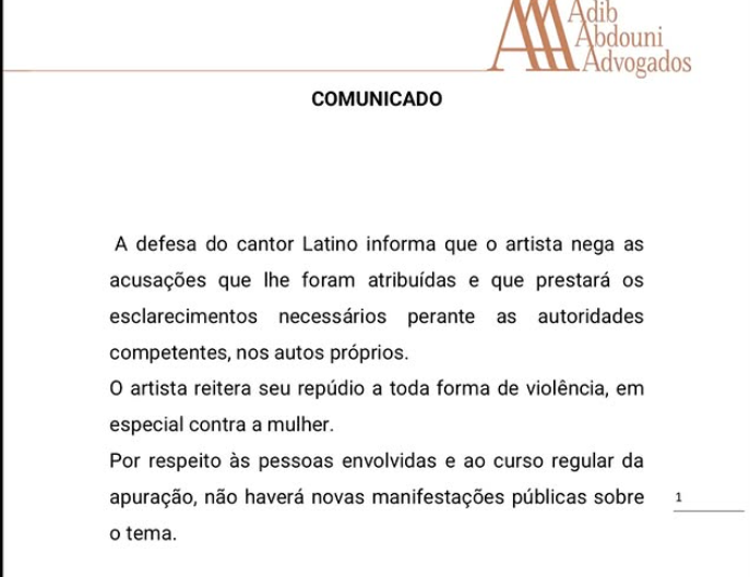 Latino nega acusa&ccedil;&otilde;es.| Foto: Redes Sociais