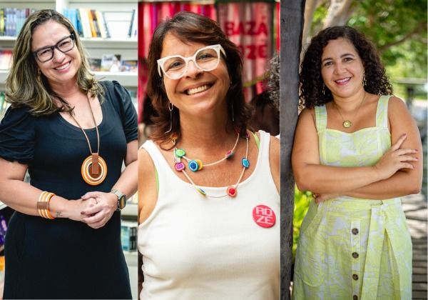Escritora Fernanda Carvalho, Idealizadora do Bazá Rozé Brenda Medeiros e a autora Katiana Rigaud. Foto: Divulgação