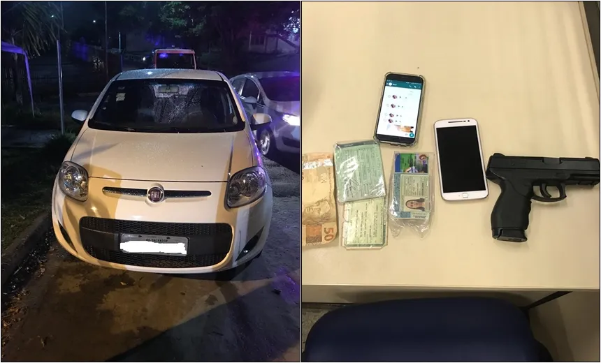PM recupera carro roubado e prende três assaltantes na Avenida São Rafael