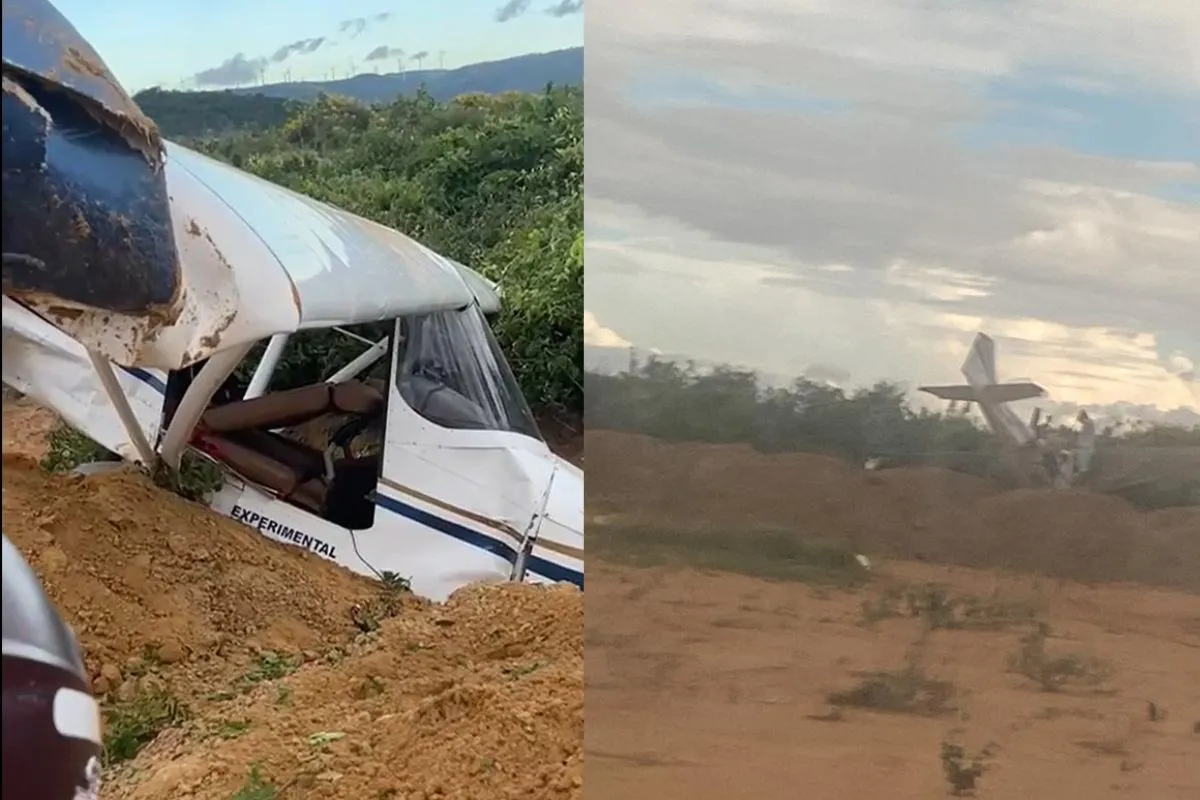 Vídeo: duas pessoas ficam feridas após queda de avião na Bahia 