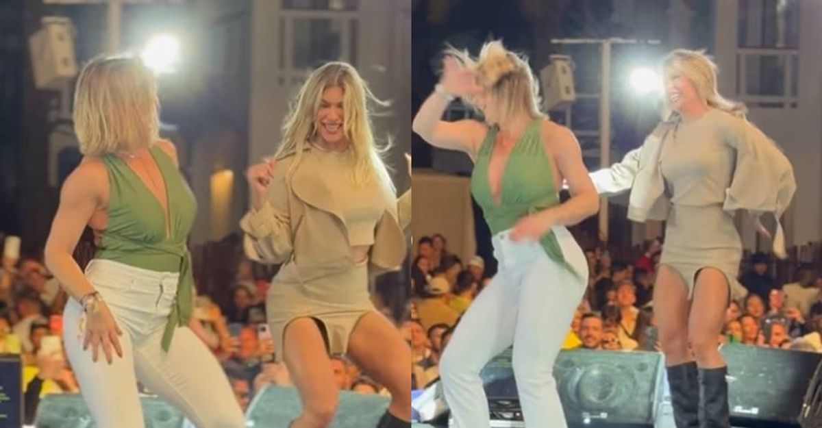 Lore Improta e Sheila Mello roubam a cena em show de Léo Santana
