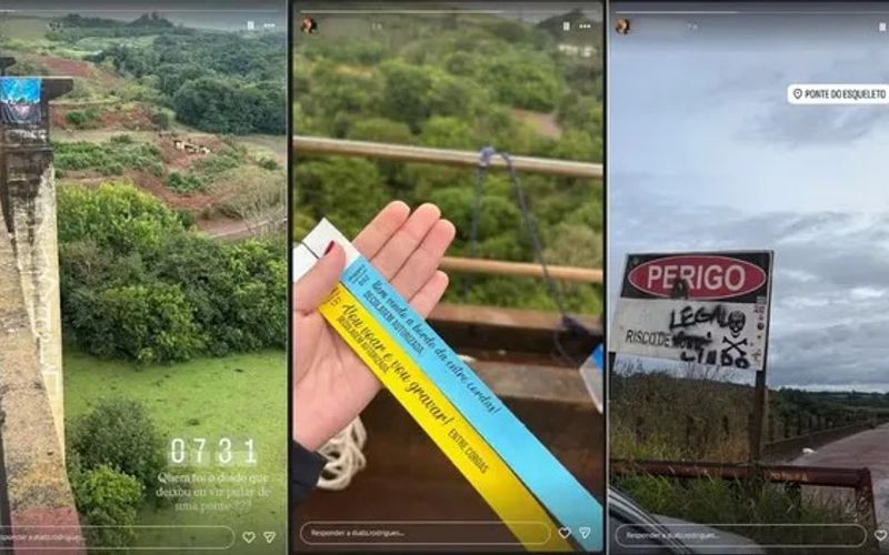 A jovem que foi jogada sem corda em rope jump caiu de uma altura aproximada de 40 metros. Quedas dessa magnitude costumam ser incompat&iacute;veis com a sobreviv&ecirc;ncia quando n&atilde;o h&aacute; equipamentos de prote&ccedil;&atilde;o adequados/Foto: Redes Sociais