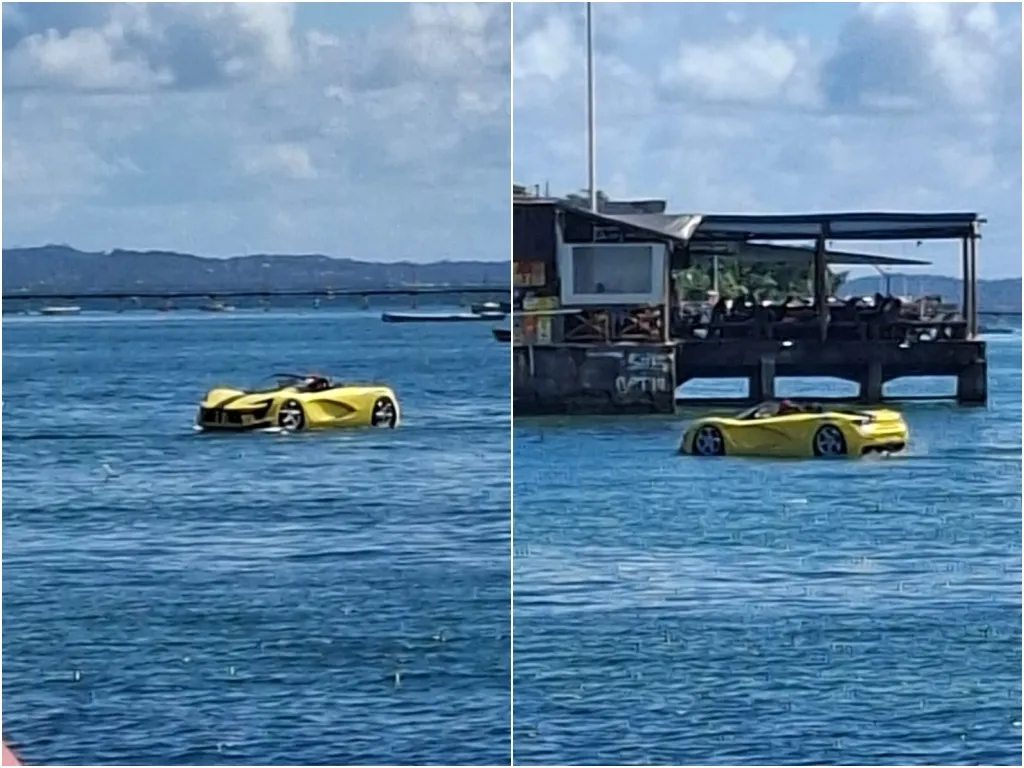 “Carro aquático” flagrado na Ribeira viraliza nas redes sociais