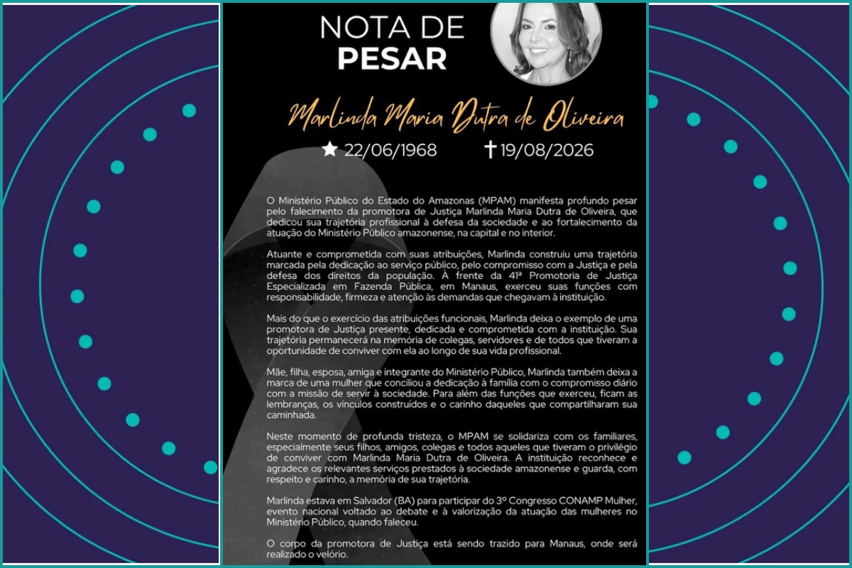 Marlinda Maria Dutra de Oliveira, de 58 anos, Promotora de Justi&ccedil;a do Amazonas que morreu afogada em Praia do Forte estava na Bahia em um compromisso de trabalho. Foto: Divulga&ccedil;&atilde;o