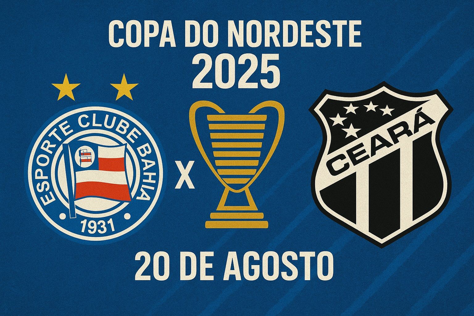 Bahia e Ceará na Copa do Nordeste. Foto: feito por IA