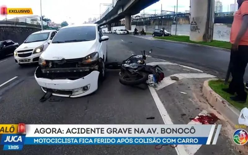A Avenida Bonocô (Avenida Mário Leal Ferreira), em Salvador, historicamente registra muitos acidentes, especialmente colisões parecidos com a do motociclista que ficou gravemente ferido/Foto: Alô Juca