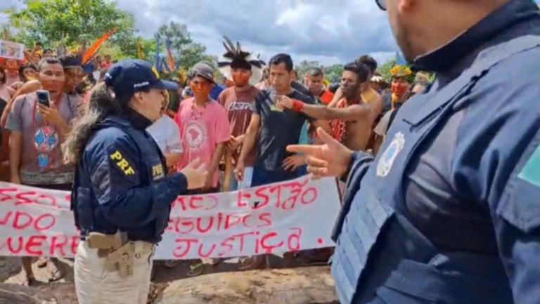 Manifestação indígena. Foto: Divulgação | PRF