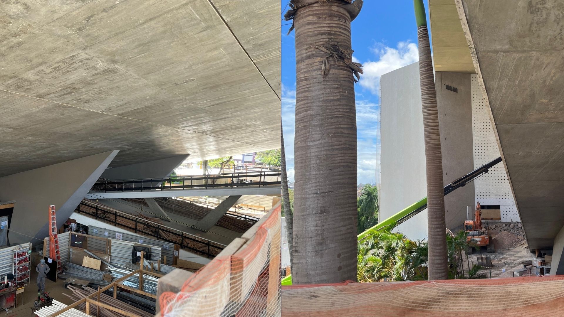 Parte externa das obras no TCA; foto: Jo&atilde;o Tramm/Aratu On