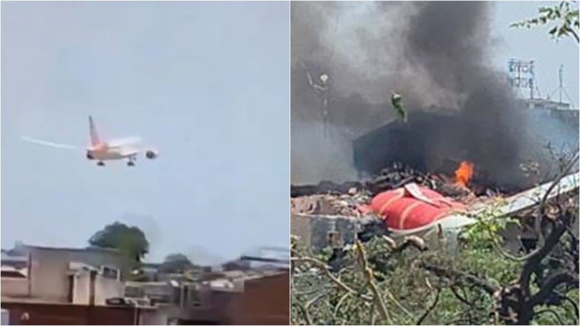 Avião da Air India cai após decolagem. Foto: Redes sociais 
