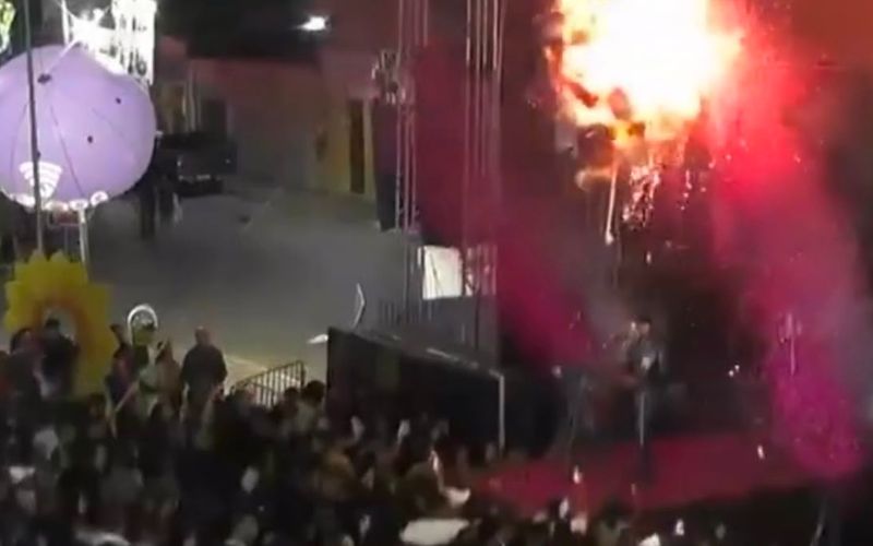 Bal&otilde;es pegam fogo durante transmiss&atilde;o ao vivo e imagens do incidente rapidamente viralizaram nas redes sociais/Foto: Redes Sociais 
