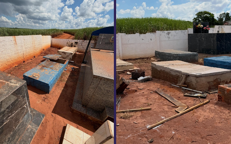 Viola&ccedil;&atilde;o de t&uacute;mulos pode estar ligada a pr&aacute;ticas ilegais como tr&aacute;fico de ossadas humanas ou rituais clandestinos, hip&oacute;teses que costumam ser investigadas nesse tipo de crime/Foto: Redes Sociais&nbsp;