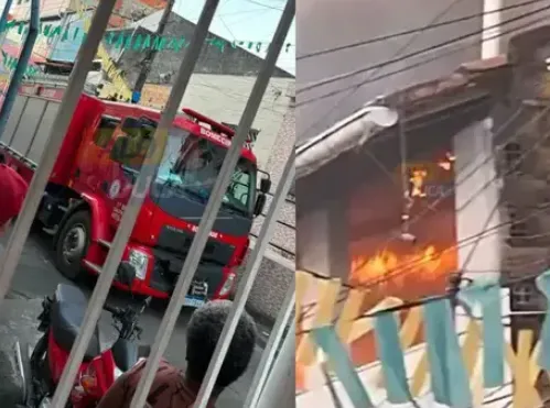 Casa é atingida por incêndio no Jardim Cruzeiro, em Salvador