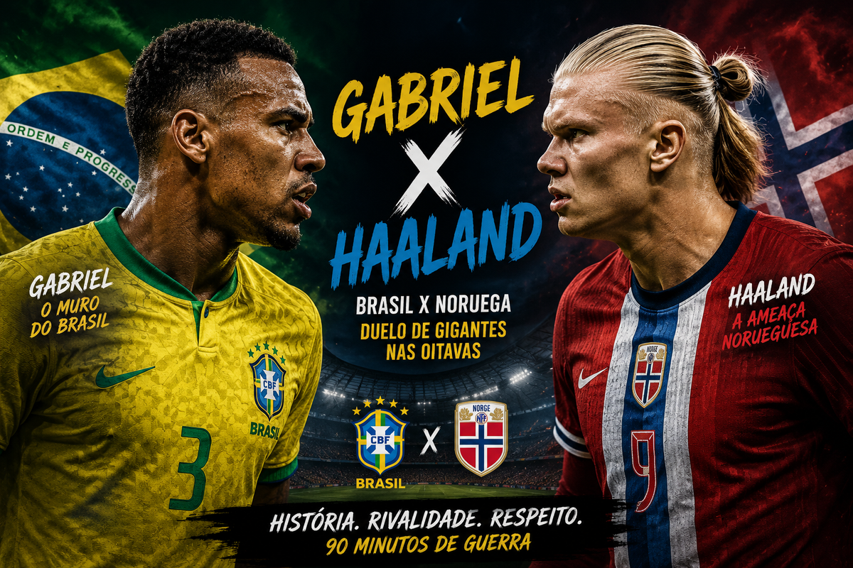Gabriel Magalhães x Erling Haaland. Foto: Reprodução | IA/ChatGPT