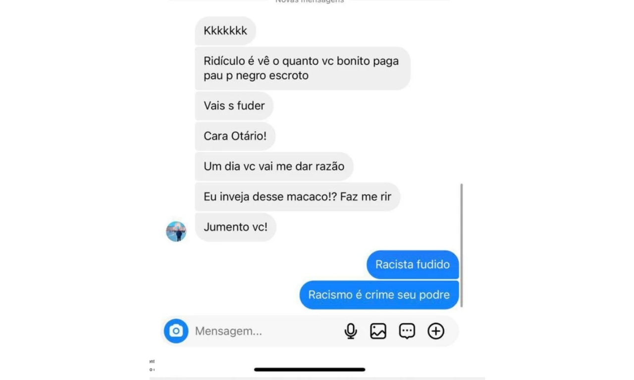 Mensagens enviadas pelo agressor nas redes sociais. Foto: Reprodu&ccedil;&atilde;o