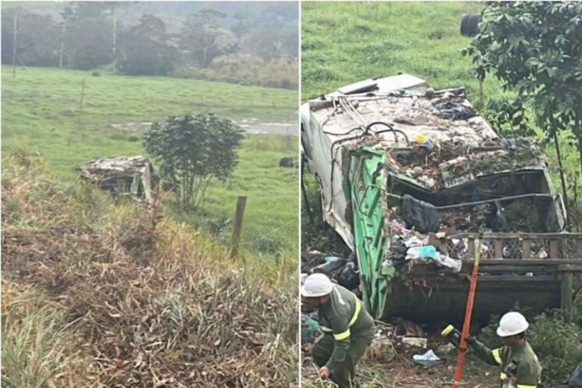 Caminh&atilde;o de coleta de lixo tomba e deixa dois trabalhadores mortos na Bahia. Foto: Reprodu&ccedil;&atilde;o Internet