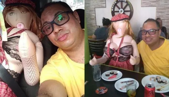 Sem companhia no Dia dos Namorados, baiano leva boneca inflável para almoço; conheça 'Ana Célia'