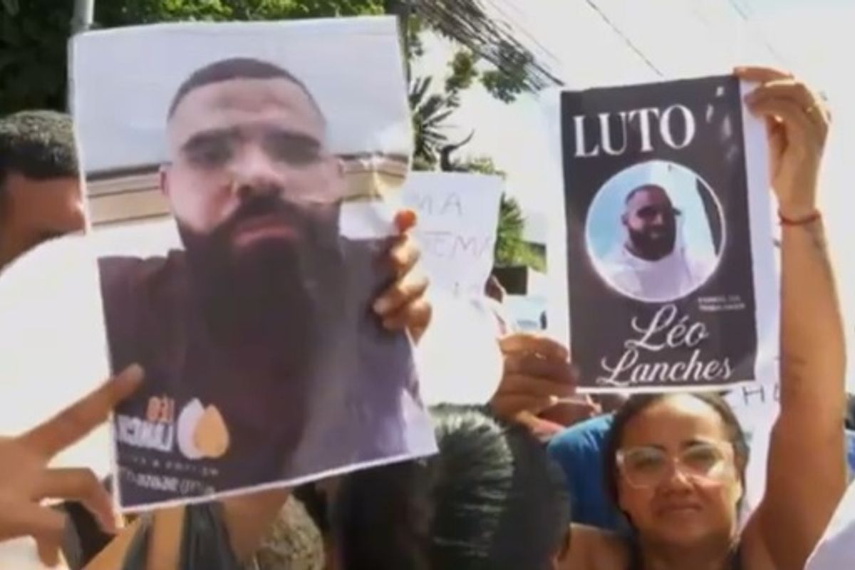 Manifestação de amigos e familiares de Leo Lanche. Foto: Reprodução | Vídeo