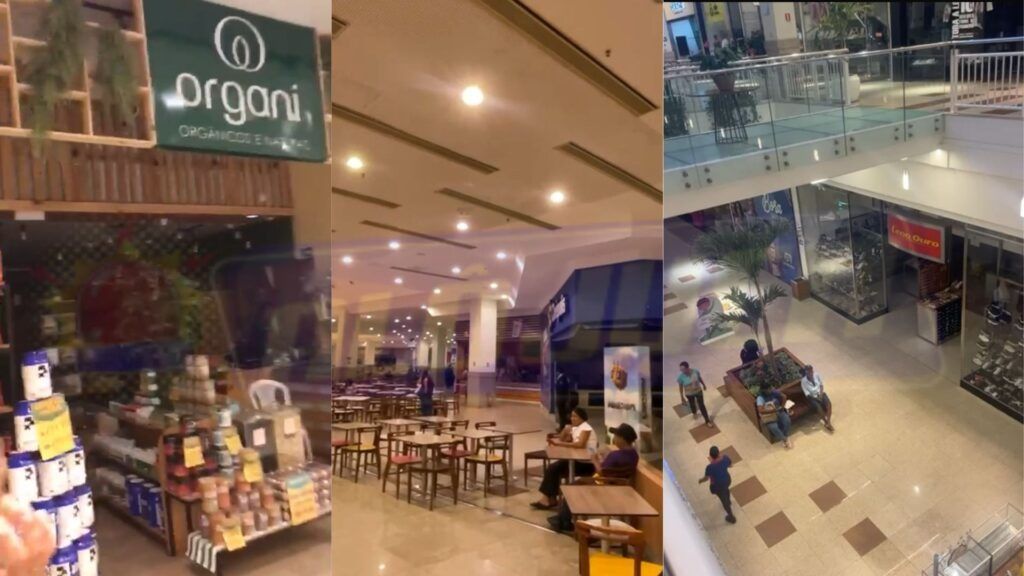 Lojas e outros estabelecimentos ficaram no escuro devido à queda de luz no Salvador Norte Shopping. Foto: Reprodução/Alô Juca
