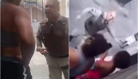PM afasta policial que bateu e jogou spray de pimenta em mulher na Fazenda Grande do Retiro