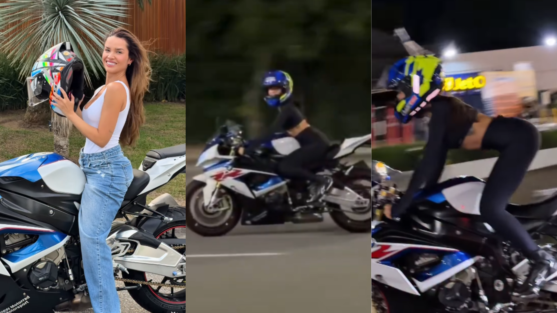 Juliette costuma compartilhar vídeos conduzindo uma motocicleta