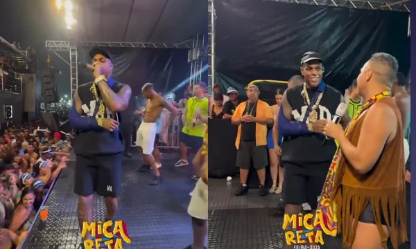 Oh Polêmico se apresentou usando uma tipoia no braço. Foto: redes sociais | @ohpolemicooficial