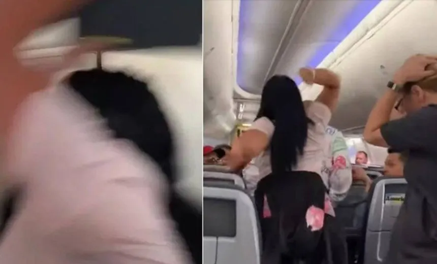 Vídeo: mulher provoca 'barraco' em avião após golpear com laptop o namorado: "olhou para outras"